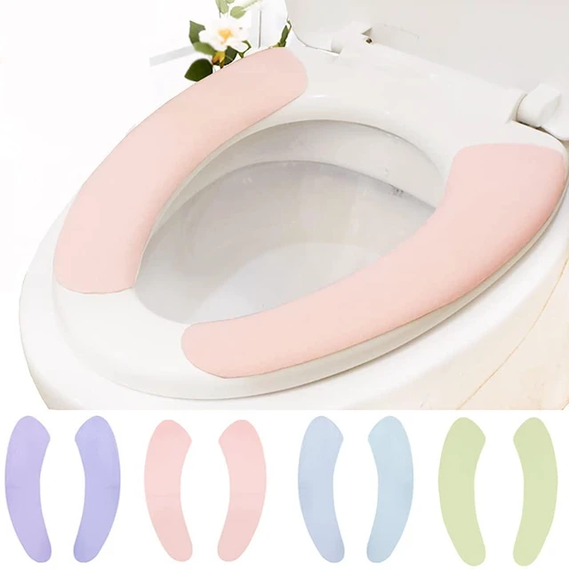 Main image of 4 Set Bathroom Warmer Toilet Seat Cover Pads Washable and Reusable Cushion