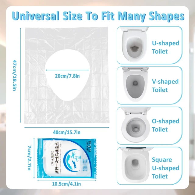 Alt view image 2 of 6 - Disposable Toilet Seat Covers - 60 Pack Waterproof Plastic Covers | Individually Wrapped Non Slip Toilet Covers for Public Bathrooms, Travel, Camping, Pregnant Women and Adults