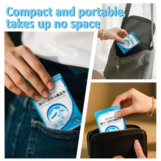 Alt view image 6 of 6 - Disposable Toilet Seat Covers - 60 Pack Waterproof Plastic Covers | Individually Wrapped Non Slip Toilet Covers for Public Bathrooms, Travel, Camping, Pregnant Women and Adults