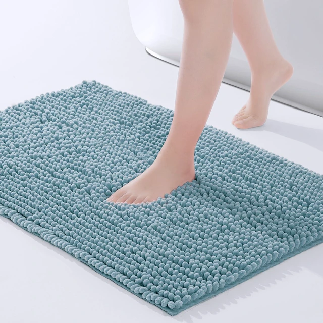 Main image of Chenille Bathroom Rugs Mat 24"x17", Non-Slip Bath Mat for Bathroom Floor, Washable Soft Thick Water Absorbent Microfiber Shower Mat, Blue