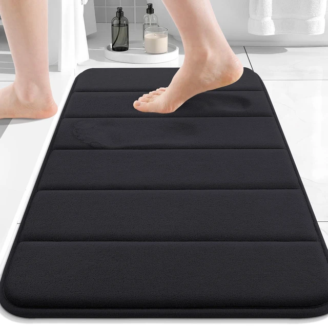Main image of Memory Foam Bath Mat 24 x 16, Ultra Soft Absorbent Bathroom Rugs | Black, Machine Washable Quick Dry Bath Mats for Bathroom Floor, Shower and Tub, Home Decor Accessories