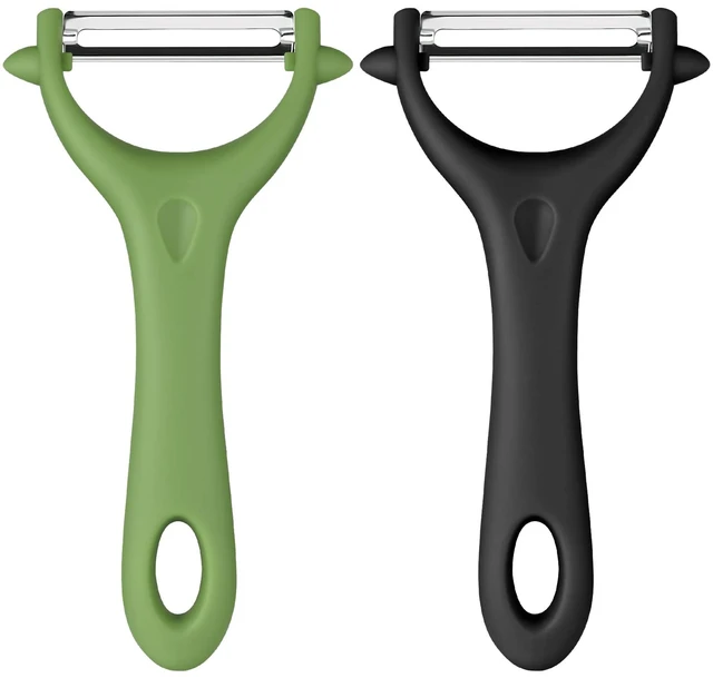 Main image of 2PCS Potato Peeler, Y-Shaped Swivel Vegetable Peeler, Green + Black | Fruit Peeler for Kitchen, Non-Slip Grip Peeler, Ergonomic Handle Sharp Blade Stainless Steel Peeler