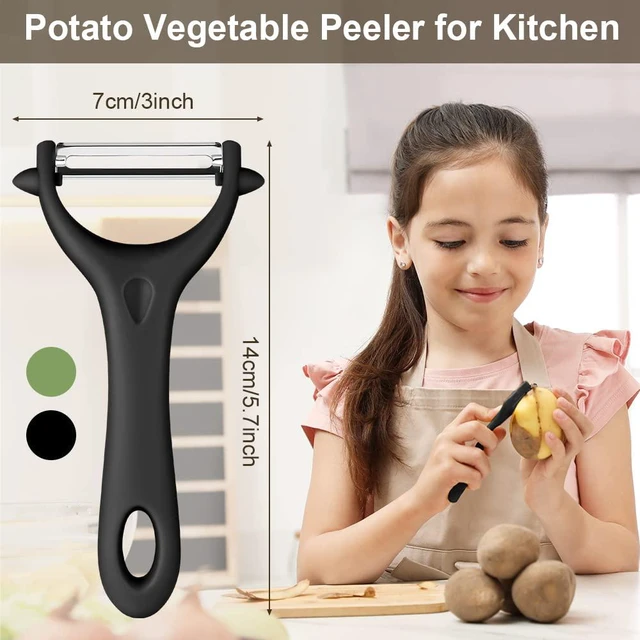 Alt view image 2 of 7 - 2PCS Potato Peeler, Y-Shaped Swivel Vegetable Peeler, Green + Black | Fruit Peeler for Kitchen, Non-Slip Grip Peeler, Ergonomic Handle Sharp Blade Stainless Steel Peeler
