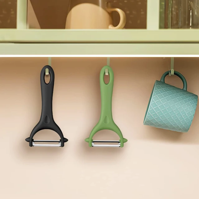 Alt view image 7 of 7 - 2PCS Potato Peeler, Y-Shaped Swivel Vegetable Peeler, Green + Black | Fruit Peeler for Kitchen, Non-Slip Grip Peeler, Ergonomic Handle Sharp Blade Stainless Steel Peeler