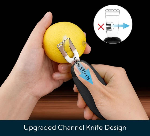 Alt view image 2 of 6 - Citrus Lemon Peeler Zester Tool to Save Effort, Ultra Sharp Lemon Rind Twist Peeler Tool Bar Bartender Lime Lemon Stripper for Cocktails Kitchen, Black, KD0482B