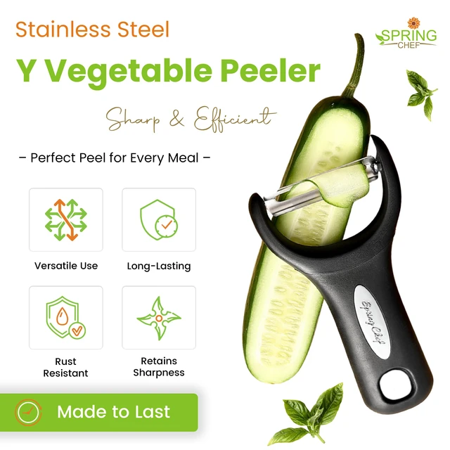 Alt view image 2 of 7 - Stainless Steel Y Shaped Vegetable Peeler for Kitchen - Black | Heavy Duty Potato Peeler with Ultra Sharp Blades & Soft Grip Handle for Apple, Carrot, Cucumber, Veggie, Fruit, Citrus