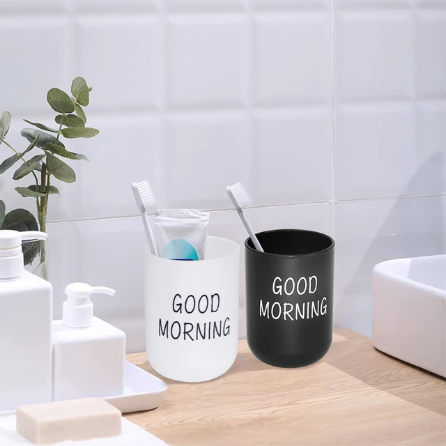 Alt view image 3 of 6 - 4 Pcs Bathroom Tumblers Cups, Unbreakable Reusable Toothbrush Holders, Eco-Friendly Plastic Drinking Cups for Water, Coffee, Milk, Juice, Tea(4 Colors)