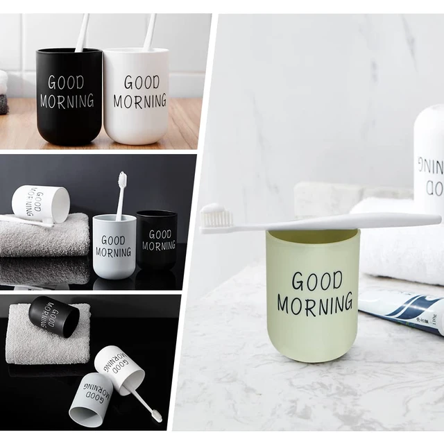 Alt view image 5 of 6 - 4 Pcs Bathroom Tumblers Cups, Unbreakable Reusable Toothbrush Holders, Eco-Friendly Plastic Drinking Cups for Water, Coffee, Milk, Juice, Tea(4 Colors)
