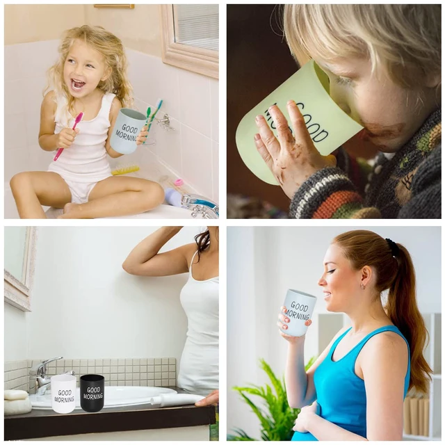 Alt view image 6 of 6 - 4 Pcs Bathroom Tumblers Cups, Unbreakable Reusable Toothbrush Holders, Eco-Friendly Plastic Drinking Cups for Water, Coffee, Milk, Juice, Tea(4 Colors)