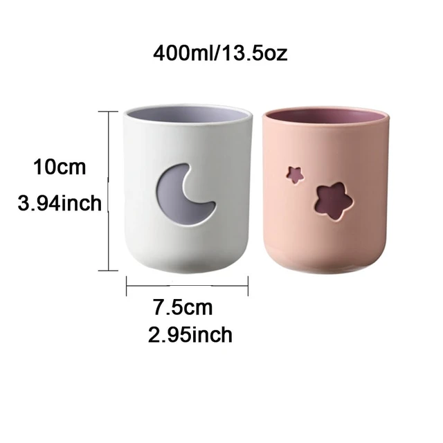 Alt view image 2 of 5 - Moon-Themed Couple Mouthwash Cup Set - Simple PP Material Toothbrush Holder and Drinking Cup, Suitable for Home and Bathroom use (2-Pack)(White & Pink)