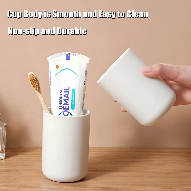 Alt view image 4 of 7 - 2 Pieces Plastic Bathroom Tumbler Cup Toothbrush Holder Organizer Tumbler Cups for Bathroom Vanity,300ml(White & Grey)