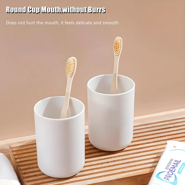 Alt view image 3 of 7 - 2 Pieces Plastic Bathroom Tumbler Cup Toothbrush Holder Organizer Tumbler Cups for Bathroom Vanity,300ml(White & Grey)