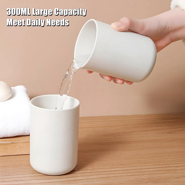 Alt view image 5 of 7 - 2 Pieces Plastic Bathroom Tumbler Cup Toothbrush Holder Organizer Tumbler Cups for Bathroom Vanity,300ml(White & Grey)