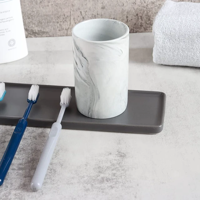 Alt view image 4 of 7 - Ceramic Toothbrush Holder, Bathroom Cup, Drinking Mug, Coffee Cups, Marble Pattern Pen Holders, 300ml/Pcs (Grey)