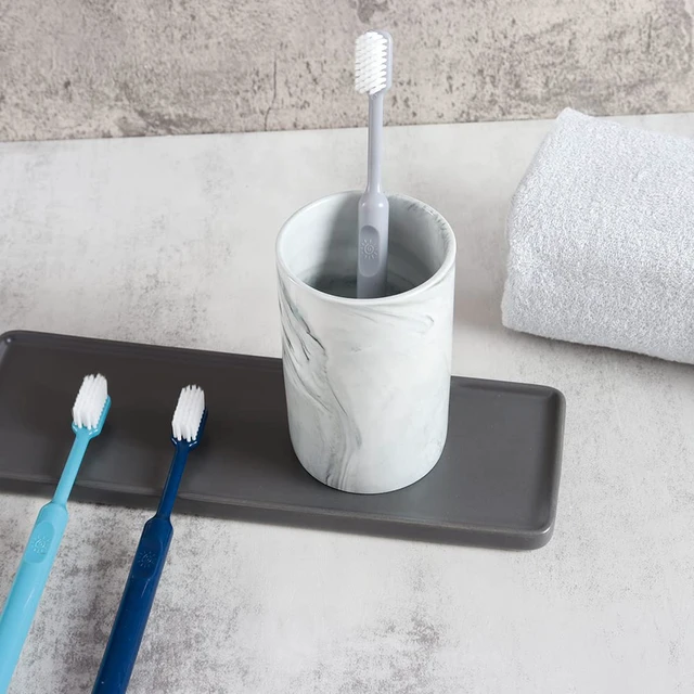 Alt view image 5 of 7 - Ceramic Toothbrush Holder, Bathroom Cup, Drinking Mug, Coffee Cups, Marble Pattern Pen Holders, 300ml/Pcs (Grey)