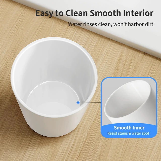 Alt view image 4 of 7 - Toothbrush Cup 13.75oz 390ml with Non-Slip Pad, Easy to Clean Bathroom Cup 2Pcs, Reusable Plastic Bathroom Tumbler, White