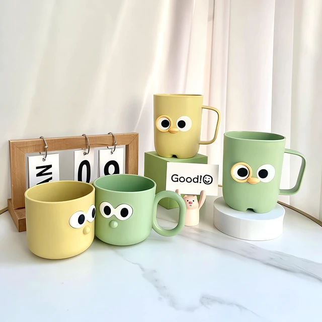 Alt view image 5 of 7 - 4 Pcs Cute Cartoon Bathroom Toothbrush Cups, Durable Tumbler | Unbreakable Reusable Toothbrush Holders, Plastic Household Mouthwash Cups, BPA-Free Water Mugs for Kids Couples Friends