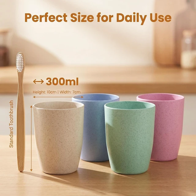 Alt view image 2 of 7 - Modern Toothbrush Cup Plastic Tumbler Cup, 4 Pcs Unbreakable Toothbrush Holder Mug Gargle Washing Cup for Home Bathroom Travel
