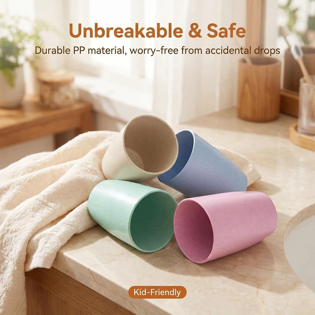 Alt view image 5 of 7 - Modern Toothbrush Cup Plastic Tumbler Cup, 4 Pcs Unbreakable Toothbrush Holder Mug Gargle Washing Cup for Home Bathroom Travel
