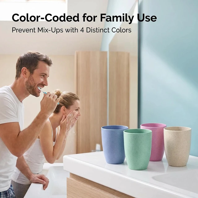 Alt view image 7 of 7 - Modern Toothbrush Cup Plastic Tumbler Cup, 4 Pcs Unbreakable Toothbrush Holder Mug Gargle Washing Cup for Home Bathroom Travel
