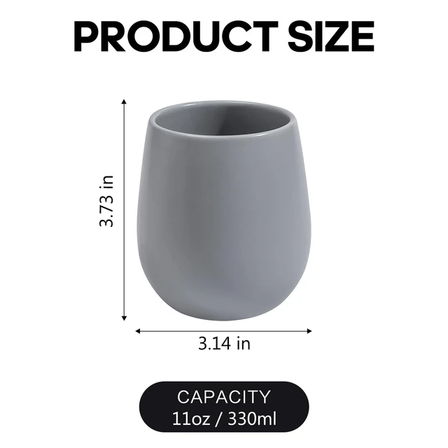 Alt view image 2 of 7 - Ceramic Toothbrush Holders for Bathroom - 1 Cups Reusable Toothbrush Cups, Tooth Brushing Holders Set, Bathroom Tumbler Cup, Toothpaste Holder, Mouthwash Cup, Bathroom Counter Organizer, Grey