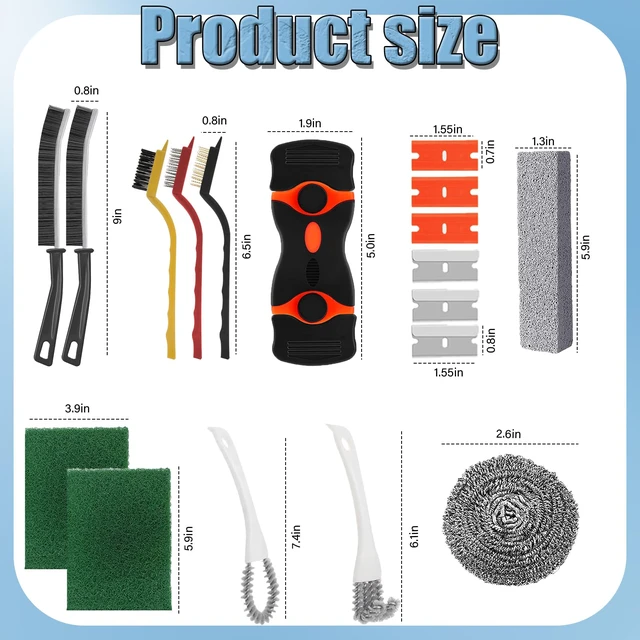 Alt view image 2 of 7 - Heavy Duty Oven Cleaner Brush Set, Oven Cleaning Accessories Tools, for Deep Cleaning Stoves, Grills, Ovens & Kitchen Surfaces - Removes Tough Grease & Carbon Buildup