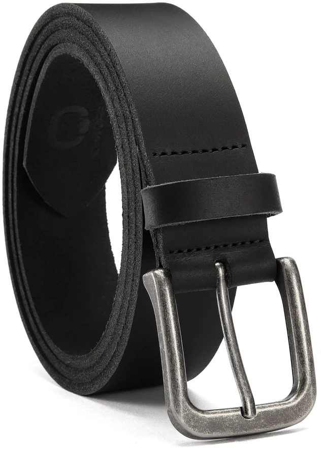 Main image of Mens Belts Leather 35mm for Jeans - Tough at Work, Sharp Daily | Genuine Leather, Durable Buckle, Casual Occasion, Everyday Dress, Classic Style, Handmade, Gift Box