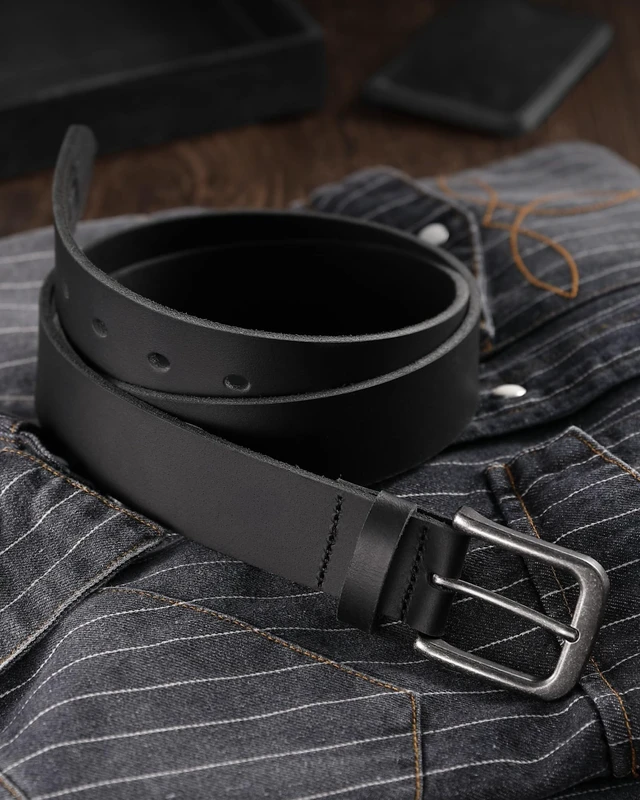Alt view image 4 of 7 - Mens Belts Leather 35mm for Jeans - Tough at Work, Sharp Daily | Genuine Leather, Durable Buckle, Casual Occasion, Everyday Dress, Classic Style, Handmade, Gift Box