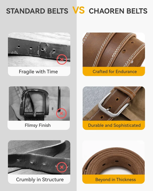 Alt view image 6 of 7 - Mens Belts Leather 35mm for Jeans - Tough at Work, Sharp Daily | Genuine Leather, Durable Buckle, Casual Occasion, Everyday Dress, Classic Style, Handmade, Gift Box
