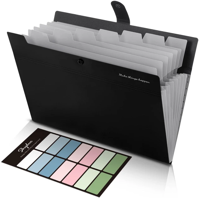 Main image of 8 Pockets Expanding File Folders, Accordion Folders, Portable Paper Bill Receipt Organizer, Letter Size, Home College School Office Supplies, Black