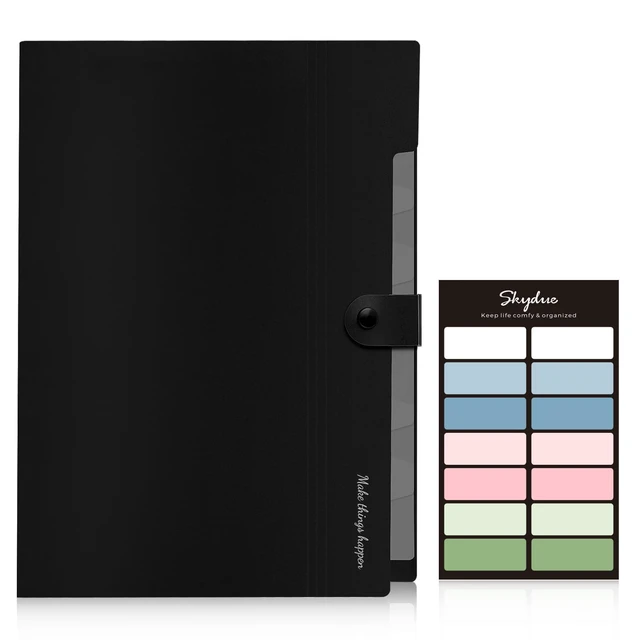 Alt view image 2 of 7 - 8 Pockets Expanding File Folders, Accordion Folders, Portable Paper Bill Receipt Organizer, Letter Size, Home College School Office Supplies, Black