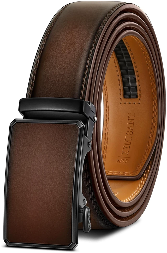 Main image of Ratchet Leather Belt Adjustable for Men Trimmable 1 3/8-Gift Boxed | Smooth Sliding | Micro Adjustable Fit | Tailored Size | Holeless Understated Elegance