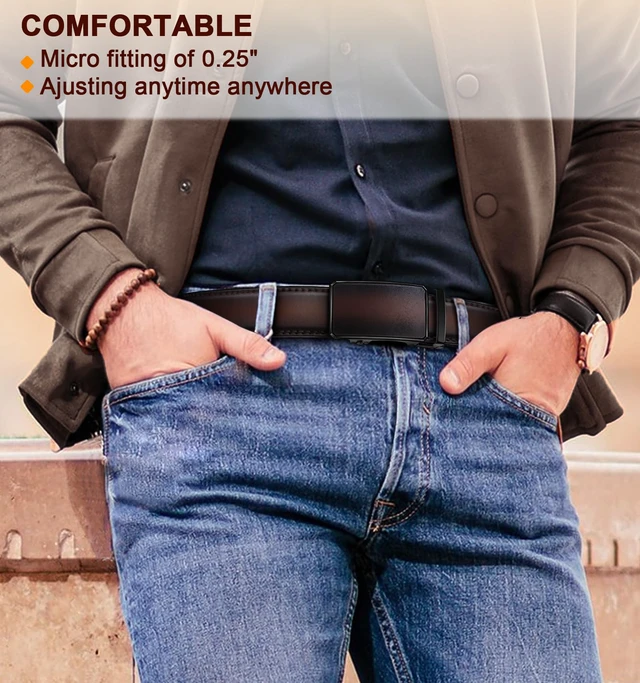 Alt view image 7 of 7 - Ratchet Leather Belt Adjustable for Men Trimmable 1 3/8-Gift Boxed | Smooth Sliding | Micro Adjustable Fit | Tailored Size | Holeless Understated Elegance