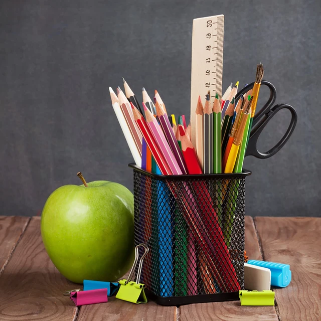 Alt view image 5 of 7 - 12 Pack Mesh Pen Holder for Desk, Wire Mesh Pencil Cup Holder Metal Pencil Holder Organizer for Office Home School Supplies, Black