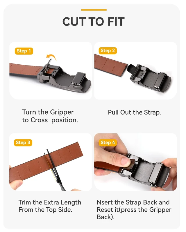 Alt view image 4 of 6 - Leather Ratchet Belt Men 1 3/8" | for Dress Pants - Micro Adjustable Belt Fit Everywhere