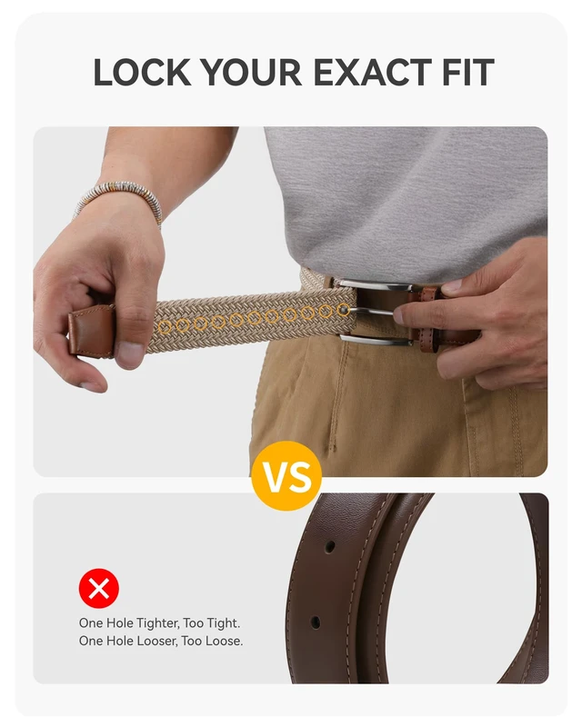 Alt view image 3 of 7 - Stretch Golf Belt for Men & Women - Elastic Belt for Casual Wear | 1 3/8" Braided Nylon Webbing, Breathable Comfort, No-hole Design, Pairs with Jeans, Shorts and Chinos