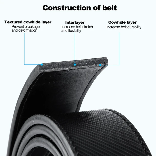 Alt view image 4 of 6 - Leather ratchet belt 1 3/8" with Comfort Click Sliding Automatic Buckle in gift box, Adjustable belt Trim to Fit (Carbon Fiber M Belts, 36"-42" Waist Adjustable)