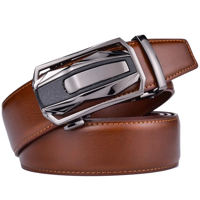 Alt view image 2 of 5 - Men Belts Leather Male Slide Ratchet Work Dress Strap w Interchangeable Buckle Beltox (Brown01, 28"-38" Waist Adjustable)