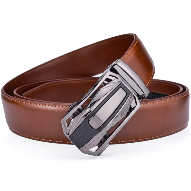 Alt view image 3 of 5 - Men Belts Leather Male Slide Ratchet Work Dress Strap w Interchangeable Buckle Beltox (Brown01, 28"-38" Waist Adjustable)