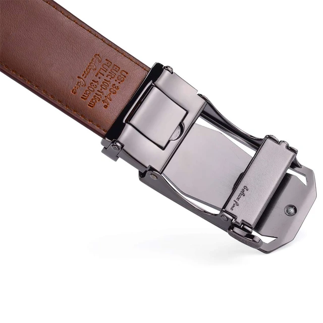 Alt view image 4 of 5 - Men Belts Leather Male Slide Ratchet Work Dress Strap w Interchangeable Buckle Beltox (Brown01, 28"-38" Waist Adjustable)