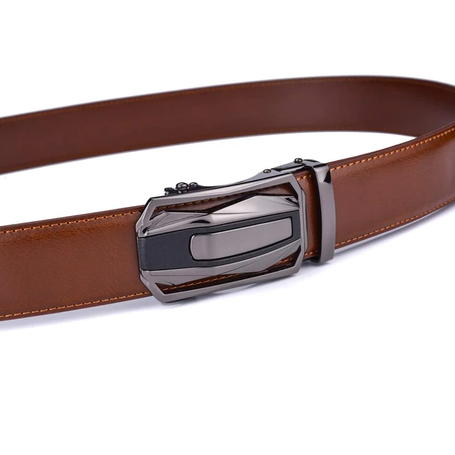 Alt view image 5 of 5 - Men Belts Leather Male Slide Ratchet Work Dress Strap w Interchangeable Buckle Beltox (Brown01, 28"-38" Waist Adjustable)