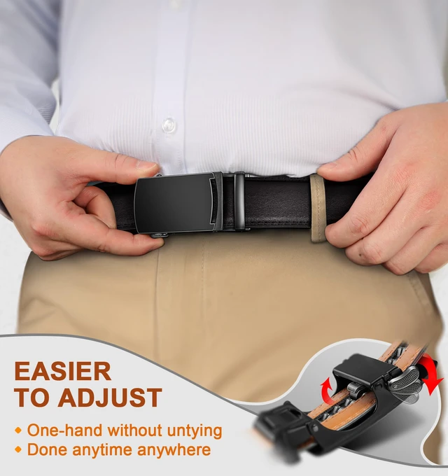 Alt view image 4 of 7 - Men Belt Customizing-Ratchet Belts Strap Buckle Individual For Repalcement or Self-Assembling 1 3/8"-Cut for Fit(Black/Gun,1 3/8" Belt Width Buckle)