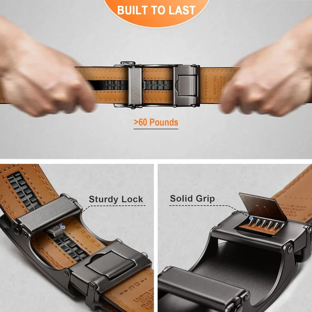 Alt view image 5 of 7 - Men Belt Customizing-Ratchet Belts Strap Buckle Individual For Repalcement or Self-Assembling 1 3/8"-Cut for Fit(Black/Gun,1 3/8" Belt Width Buckle)