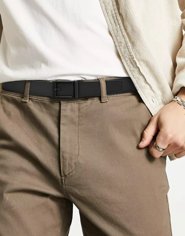 Alt view image 2 of 6 - Ratchet Belt Men - 1 3/8'' Mens Belt Leather for Casual Jeans | Smooth Sliding Track, Micro-adjustable, Trim to Fit, Daily Wear, Gift Box