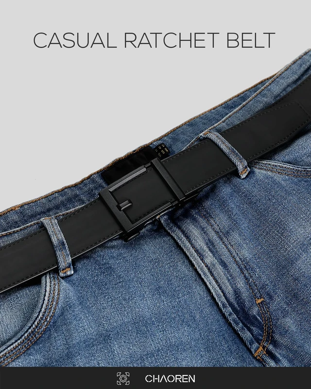 Alt view image 5 of 6 - Ratchet Belt Men - 1 3/8'' Mens Belt Leather for Casual Jeans | Smooth Sliding Track, Micro-adjustable, Trim to Fit, Daily Wear, Gift Box