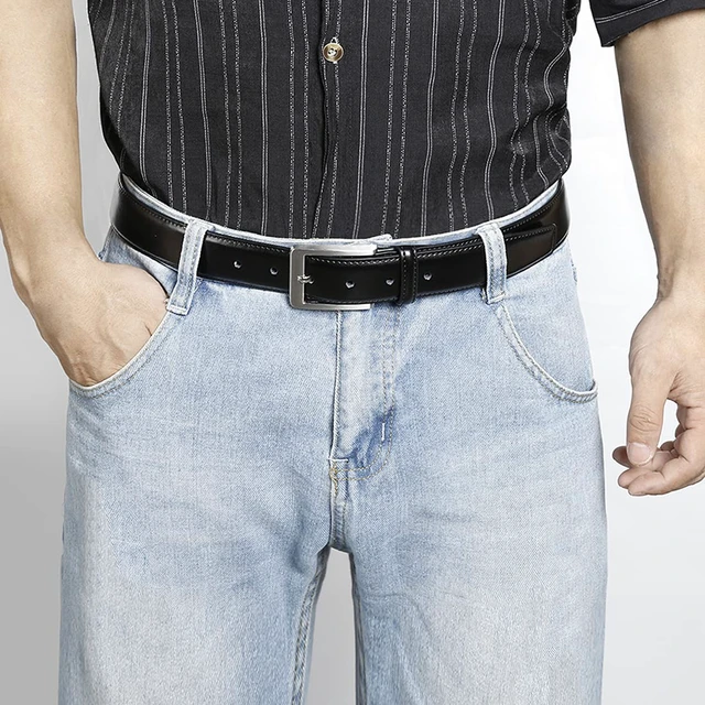 Alt view image 2 of 7 - Men's Casual Leather Jeans Belts Classic Work Business Dress Belt with Prong Buckle for Men