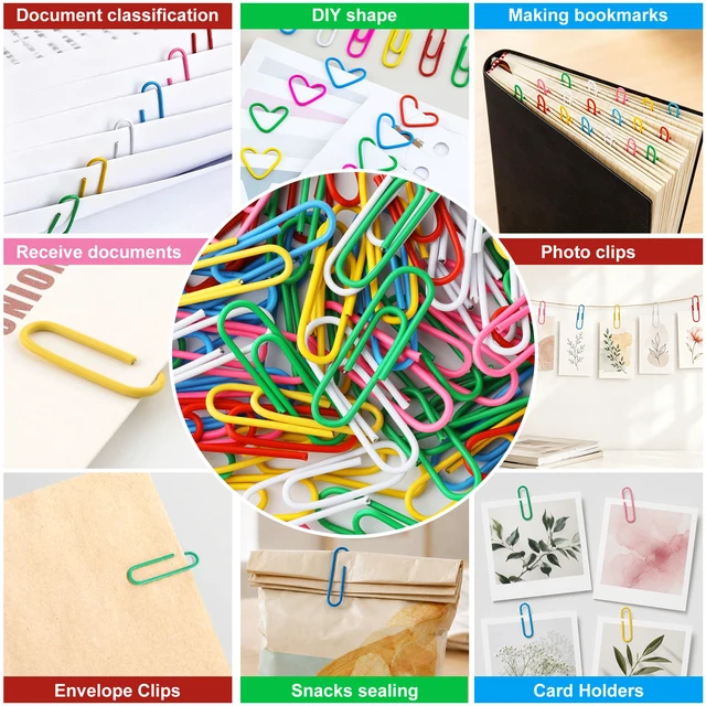 Alt view image 5 of 7 - Colored Paper Clips, 200 Pack Multi Color Office Paper Clips, Assorted Color Coated Paperclips for Office School Document Organizing, DIY Crafts