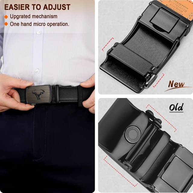 Alt view image 5 of 7 - Ratchet Trimmable Leather Belt for Men Adjustable 1 3/8-Gift Boxed | Smooth Sliding | Micro Adjustable Fit | Tailored Size | Holeless Understated Elegance