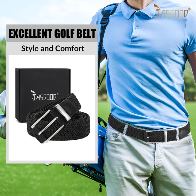 Alt view image 2 of 6 - Stretchy Braided Belt for Men Elastic Woven Belt for Jeans Pants 1 3/8" Casual Men Women Golf Belt, Gift Box(Black, 26''-32'' waist adjustable)
