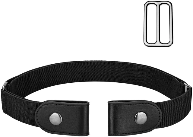 Main image of Men Womens Stretch Belt, No Buckle Invisible Elastic Belt for Jeans | Buckle Free Belt, Black, Waist Size 24-50''
